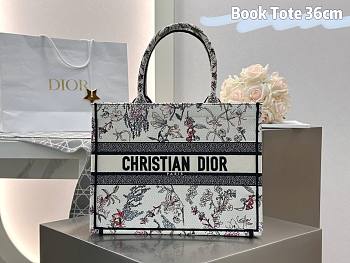 Medium Dior Book Tote Beige Millefiori Embroidery - 36x27.5x16.5cm