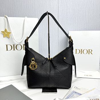 Small Dior Voyage Bag Black Flat Macrocannage Grained Calfskin -  22x15x9.5cm