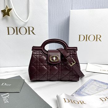 Dior Jolie Top Handle Mini Bag Burgundy Cannage Lambskin - 18.5x13x8.5cm 