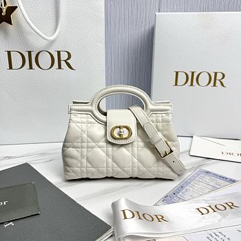 Dior Jolie Top Handle Mini Bag Latte Cannage Lambskin - 18.5x13x8.5cm 
