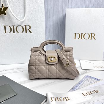 Dior Jolie Top Handle Mini Bag Beige Cannage Lambskin - 18.5x13x8.5cm 