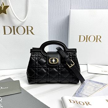 Dior Jolie Top Handle Mini Bag Black Cannage Lambskin - 18.5x13x8.5cm 