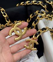 Chanel Vintage Gold Metal Chain Leather CC Charm Triple Chain Belt - 2