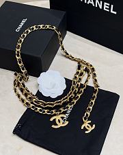 Chanel Vintage Gold Metal Chain Leather CC Charm Triple Chain Belt - 5