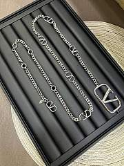 Valentino Garavani VLogo Signature Silver Metal Chain Belt with Mini VLogo  - 6