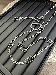 Valentino Garavani VLogo Signature Silver Metal Chain Belt with Mini VLogo  - 3