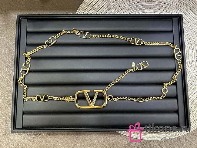 Valentino Garavani VLogo Signature Gold Metal Chain Belt with Mini VLogo  - 1