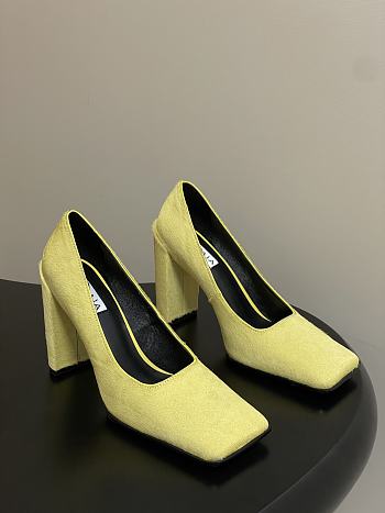 Alaia Square Pumps In Haircalf Lemon Yellow 9cm