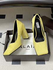 Alaia Square Pumps In Haircalf Lemon Yellow 9cm - 3