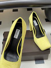 Alaia Square Pumps In Haircalf Lemon Yellow 9cm - 6