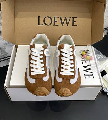 Loewe Ballet Runner 2.0 In Nylon And Calfskin Gray/ White/ Tan