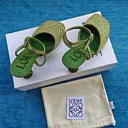 Loewe Toy Ankle Strap Pump In Rhinestone Embellished Suede Green 9cm - 6