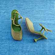 Loewe Toy Ankle Strap Pump In Rhinestone Embellished Suede Green 9cm - 4