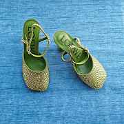 Loewe Toy Ankle Strap Pump In Rhinestone Embellished Suede Green 9cm - 3