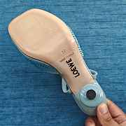 Loewe Toy Ankle Strap Pump In Rhinestone Embellished Suede Blue 9cm - 6