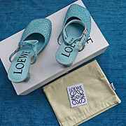 Loewe Toy Ankle Strap Pump In Rhinestone Embellished Suede Blue 9cm - 5