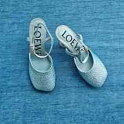 Loewe Toy Ankle Strap Pump In Rhinestone Embellished Suede Blue 9cm - 3