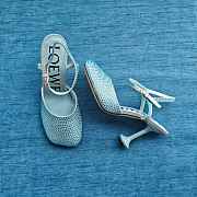 Loewe Toy Ankle Strap Pump In Rhinestone Embellished Suede Blue 9cm - 2