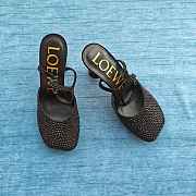 Loewe Toy Ankle Strap Pump In Rhinestone Embellished Suede Black 9cm - 5