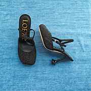 Loewe Toy Ankle Strap Pump In Rhinestone Embellished Suede Black 9cm - 4