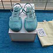 Loewe Toy Ankle Strap Ballerina In Rhinestone Embellished Suede Blue - 6