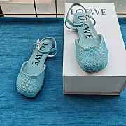 Loewe Toy Ankle Strap Ballerina In Rhinestone Embellished Suede Blue - 5