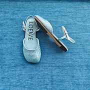 Loewe Toy Ankle Strap Ballerina In Rhinestone Embellished Suede Blue - 4