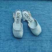 Loewe Toy Ankle Strap Ballerina In Rhinestone Embellished Suede Blue - 3