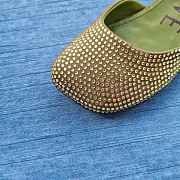 Loewe Toy Ankle Strap Ballerina In Rhinestone Embellished Suede Green  - 5