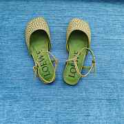 Loewe Toy Ankle Strap Ballerina In Rhinestone Embellished Suede Green  - 4