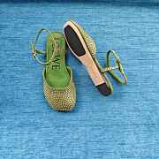 Loewe Toy Ankle Strap Ballerina In Rhinestone Embellished Suede Green  - 3