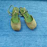 Loewe Toy Ankle Strap Ballerina In Rhinestone Embellished Suede Green  - 2
