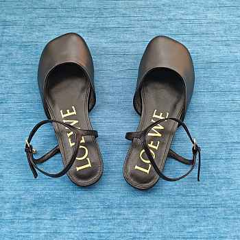 Loewe Toy Ankle Strap Ballerina In Lambskin Black