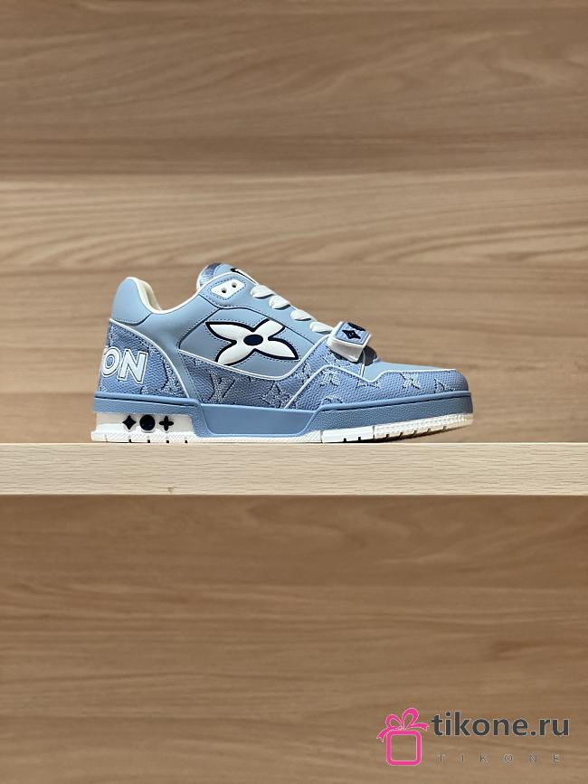 LV Trainer Sneaker Blue Monogram Nubuck Calf Leather 1AHTV3 - 1