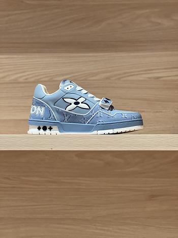 LV Trainer Sneaker Blue Monogram Nubuck Calf Leather 1AHTV3