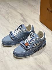 LV Trainer Sneaker Blue Monogram Nubuck Calf Leather 1AHTV3 - 5