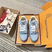 LV Trainer Sneaker Blue Monogram Nubuck Calf Leather 1AHTV3 - 4