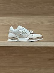 LV Trainer Sneaker Blue Monogram Nubuck Calf Leather Beige - 1