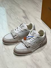 LV Trainer Sneaker Blue Monogram Nubuck Calf Leather Beige - 6