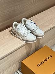 LV Trainer Sneaker Blue Monogram Nubuck Calf Leather Beige - 2