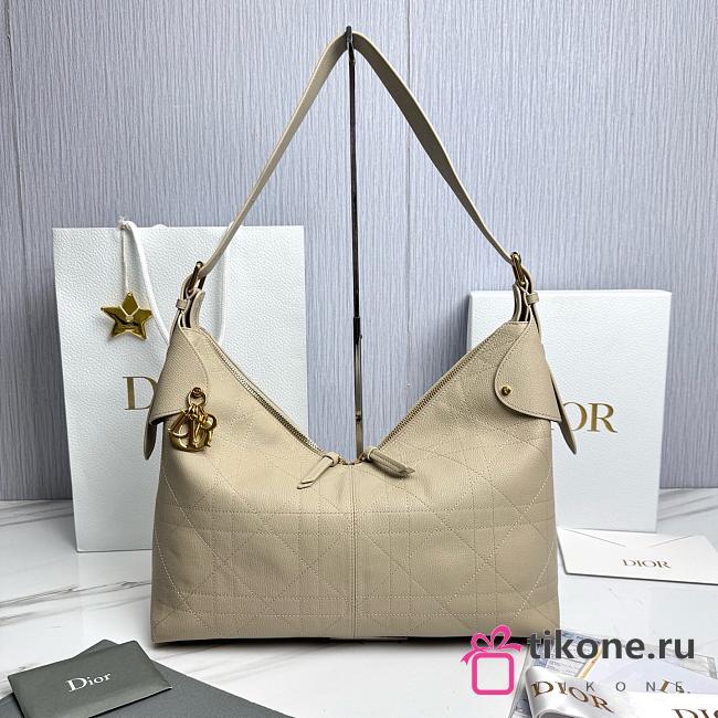 Large Dior Voyage Bag Beige Flat Macrocannage Grained Calfskin - 34x22x13cm - 1