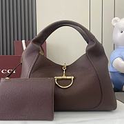 Gucci Softbit Maxi Shoulder Bag Dark Brown Grainy Leather - 46x26x16cm - 1
