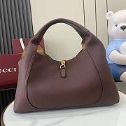 Gucci Softbit Maxi Shoulder Bag Dark Brown Grainy Leather - 46x26x16cm - 5