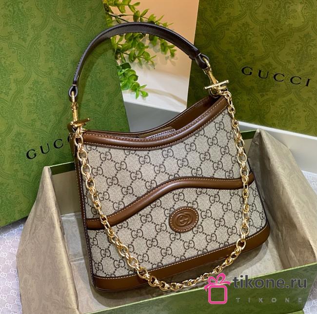 Gucci Beige GG Supreme Retro Interlocking G Hobo - 24.5x20x8cm - 1