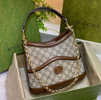 Gucci Beige GG Supreme Retro Interlocking G Hobo - 24.5x20x8cm