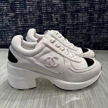 Chanel Trainers Mixed Fibers Shiny Calfskin & Suede Calfskin  White & Black 4cm