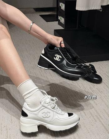 Chanel Trainers Mixed Fibers Shiny Calfskin & Suede Calfskin Black 4cm
