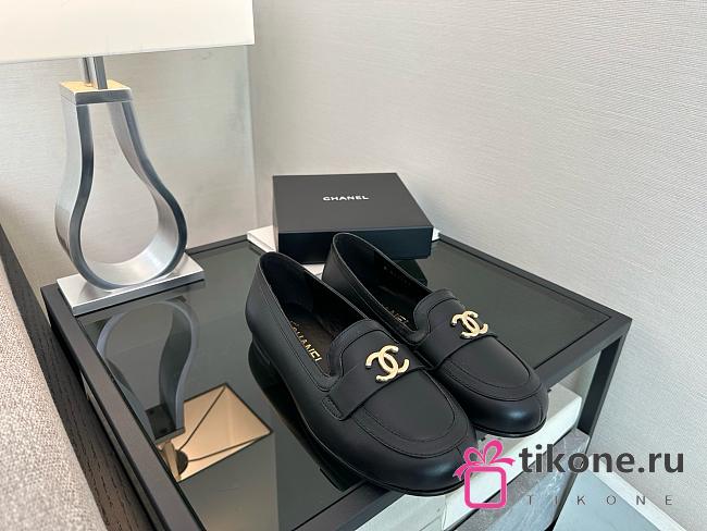 Chanel Loafers Black Gold Tone  - 1
