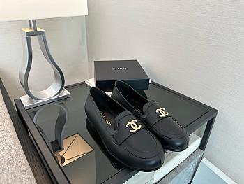 Chanel Loafers Black Gold Tone 