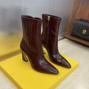 Fendi Arco Brown Hagfish Leather Ankle Boots - 1